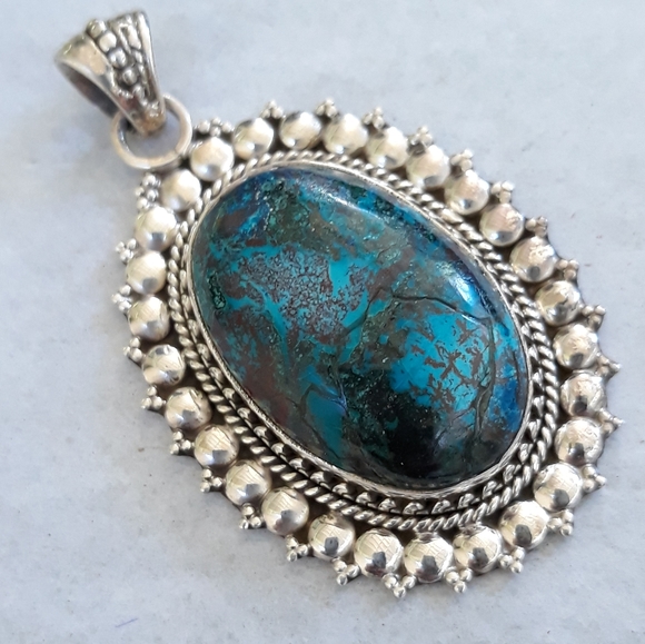 Rare Malachite, Azurite & Chrysocolla Pendant - Picture 5 of 8